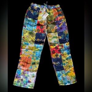 NWT Patchwork Multicolor Boho Hippie Cotton Pants $20